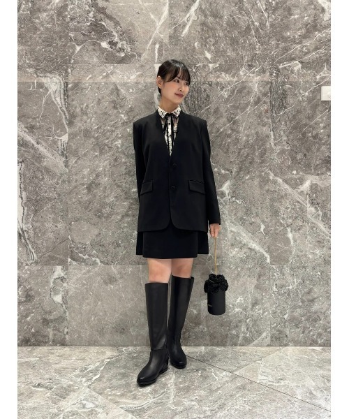 LOULOU WILLOUGHBY】ダブルクロスノーカラーリボンジャケット