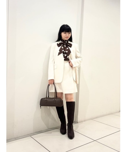 LOULOU WILLOUGHBY】ダブルクロスノーカラーリボンジャケット