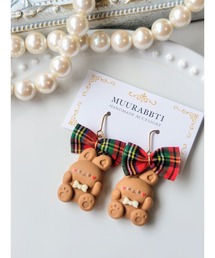 【MUURABBTI】チェックリボンとうさぎちゃんのピアス(MA)