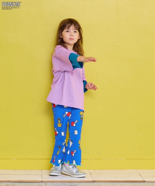 PEANUTS（ピーナッツ）の「【PEANUTS】スヌーピーワッフルフレアーパンツ（その他パンツ・キッズ・ブルー系その他/グレー系その他・80/90/95/100/110/120/130/140/150）」の5枚目の写真