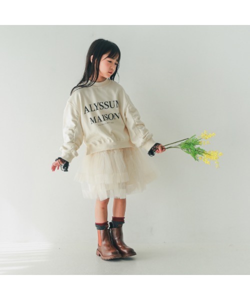 NHT（エヌエイチティー）の「エヌエイチティー ALYSSUM　ギャザートレーナー（スウェット・キッズ・アイボリー/チャコールグレー/ブラック・160cm/150cm/140cm/130cm/120cm/110cm）」の9枚目の写真