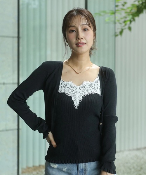 Apuweiser-riche(アプワイザーリッシェ)の「レーストリムニットアンサンブル(ニット/セーター・レディース・ブラック/ホワイト/ネイビー/ボルドー・2)」の22枚目の写真