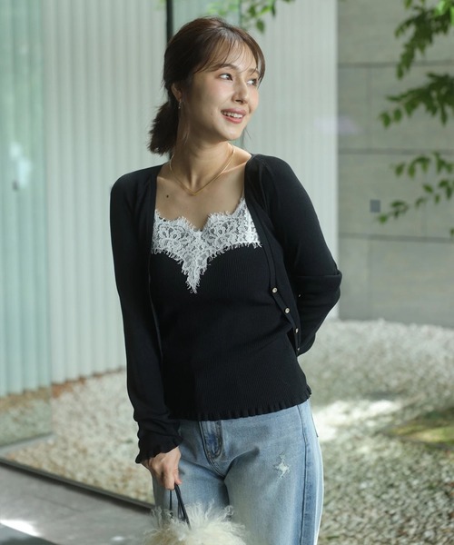 レーストリムニットアンサンブル（ニット/セーター）｜Apuweiser-riche