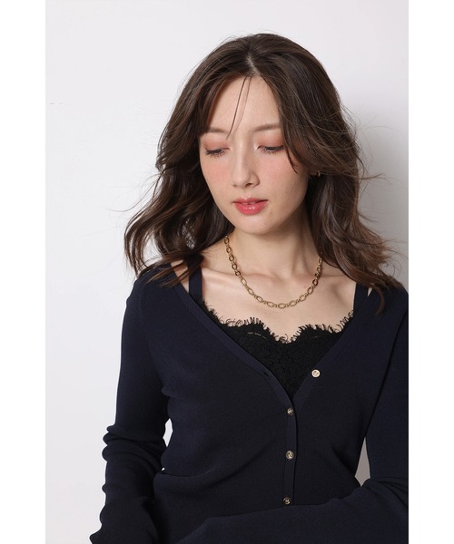 Apuweiser-riche レーストリムプリーツトップス チェックシャツレーストリムニットセット | アンサンブル