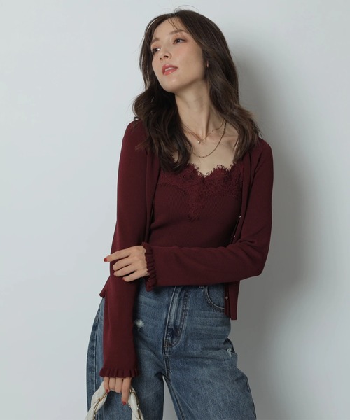 Apuweiser-riche(アプワイザーリッシェ)の「レーストリムニットアンサンブル(ニット/セーター・レディース・ブラック/ホワイト/ネイビー/ボルドー・2)」の18枚目の写真