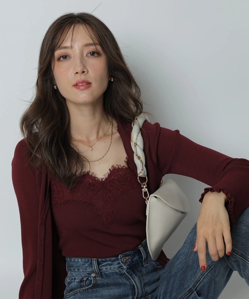 Apuweiser-riche(アプワイザーリッシェ)の「レーストリムニットアンサンブル(ニット/セーター・レディース・ブラック/ホワイト/ネイビー/ボルドー・2)」の19枚目の写真