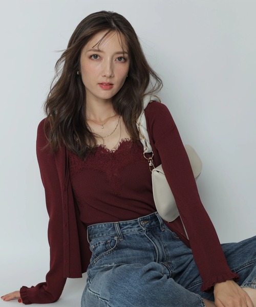 Apuweiser-riche(アプワイザーリッシェ)の「レーストリムニットアンサンブル(ニット/セーター・レディース・ブラック/ホワイト/ネイビー/ボルドー・2)」の20枚目の写真