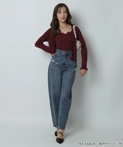 Apuweiser-riche(アプワイザーリッシェ)の「レーストリムニットアンサンブル(ニット/セーター・レディース・ブラック/ホワイト/ネイビー/ボルドー・2)」の5枚目の写真