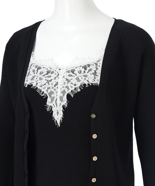 Apuweiser-riche(アプワイザーリッシェ)の「レーストリムニットアンサンブル(ニット/セーター・レディース・ブラック/ホワイト/ネイビー/ボルドー・2)」の9枚目の写真