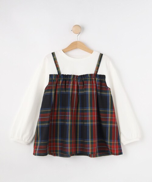 Dessin（デッサン）の「ガーゼチェックドッキングカットソー（Tシャツ/カットソー・キッズ・ブラック系1/ブラウン系その他2・13/14/12/11）」の2枚目の写真
