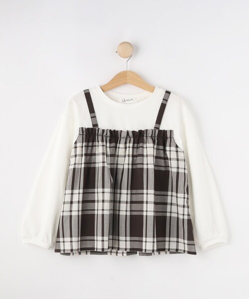 Dessin（デッサン）の「ガーゼチェックドッキングカットソー（Tシャツ/カットソー・キッズ・ブラック系1/ブラウン系その他2・13/14/12/11）」の6枚目の写真