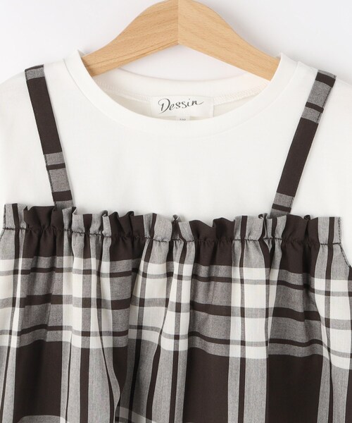 Dessin（デッサン）の「ガーゼチェックドッキングカットソー（Tシャツ/カットソー・キッズ・ブラック系1/ブラウン系その他2・13/14/12/11）」の7枚目の写真