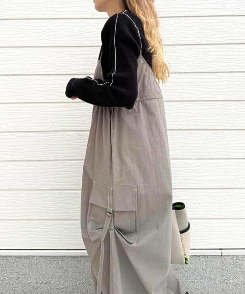 Q（キュー）の「ドロストワークジャンスカ（ジャンパースカート・レディース・グレー/ブラック・MEDIUM）」の8枚目の写真