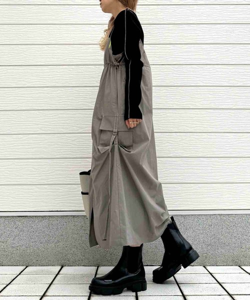 Q（キュー）の「ドロストワークジャンスカ（ジャンパースカート・レディース・グレー/ブラック・MEDIUM）」の15枚目の写真