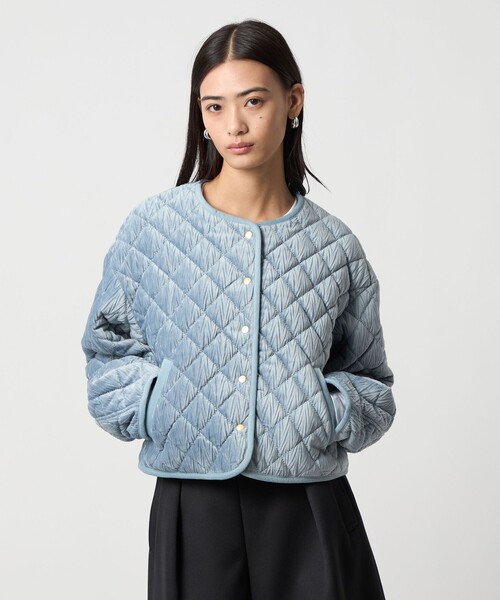 EMMEL REFINES（エメルリファインズ）の「＜EMMEL REFINES＞EM ベロア キルト ブルゾン（ブルゾン・レディース・ライトブルー/オフホワイト・FREE）」の3枚目の写真