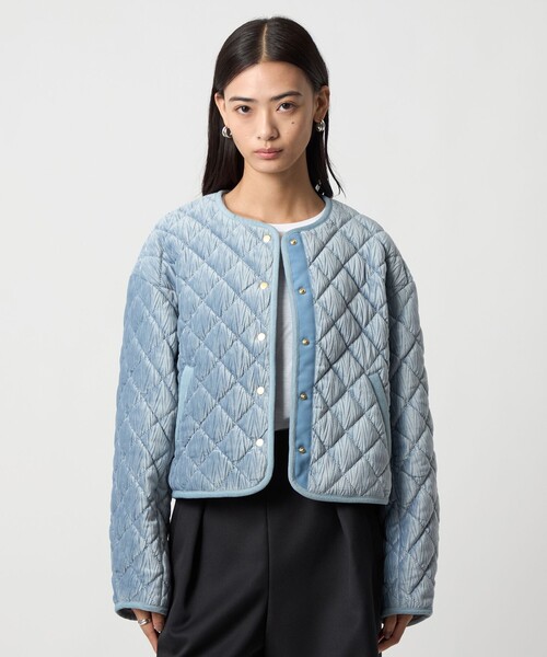 EMMEL REFINES（エメルリファインズ）の「＜EMMEL REFINES＞EM ベロア キルト ブルゾン（ブルゾン・レディース・ライトブルー/オフホワイト・FREE）」の7枚目の写真