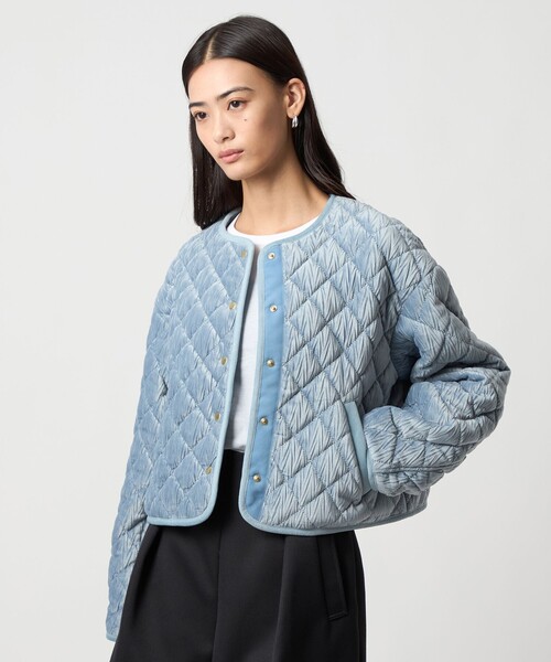 EMMEL REFINES（エメルリファインズ）の「＜EMMEL REFINES＞EM ベロア キルト ブルゾン（ブルゾン・レディース・ライトブルー/オフホワイト・FREE）」の8枚目の写真