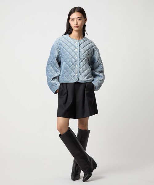 EMMEL REFINES（エメルリファインズ）の「＜EMMEL REFINES＞EM ベロア キルト ブルゾン（ブルゾン・レディース・ライトブルー/オフホワイト・FREE）」の10枚目の写真