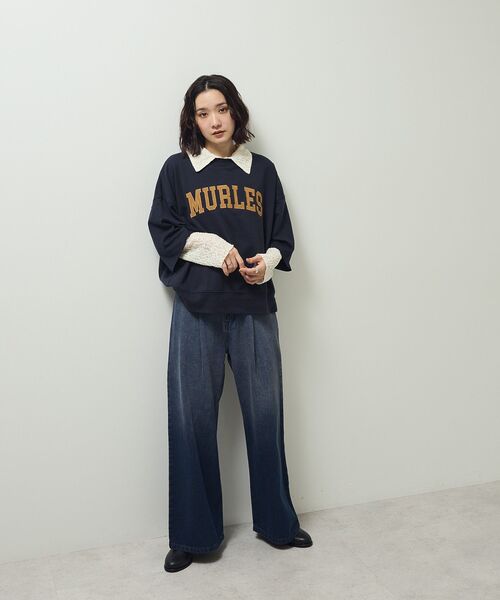 Green Parks(グリーンパークス)の「5分袖刺繍ロゴトレTEE(Tシャツ/カットソー・レディース・ホワイト系その他/オレンジ/アイボリー/ネイビー・FREE)」の11枚目の写真