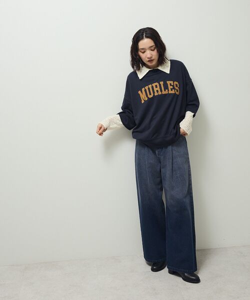 Green Parks(グリーンパークス)の「5分袖刺繍ロゴトレTEE(Tシャツ/カットソー・レディース・ホワイト系その他/オレンジ/アイボリー/ネイビー・FREE)」の12枚目の写真