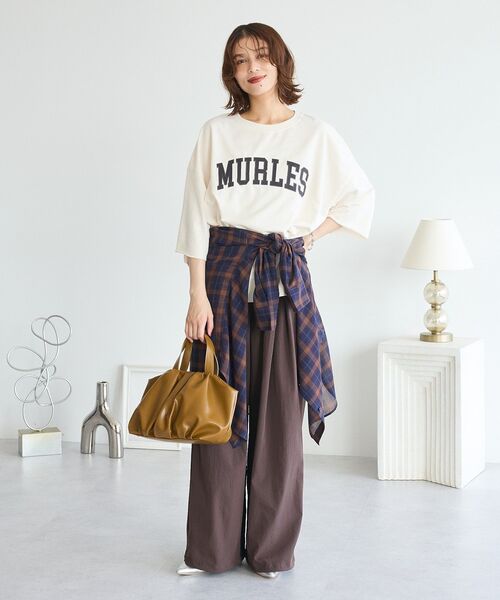 Green Parks(グリーンパークス)の「5分袖刺繍ロゴトレTEE(Tシャツ/カットソー・レディース・ホワイト系その他/オレンジ/アイボリー/ネイビー・FREE)」の22枚目の写真