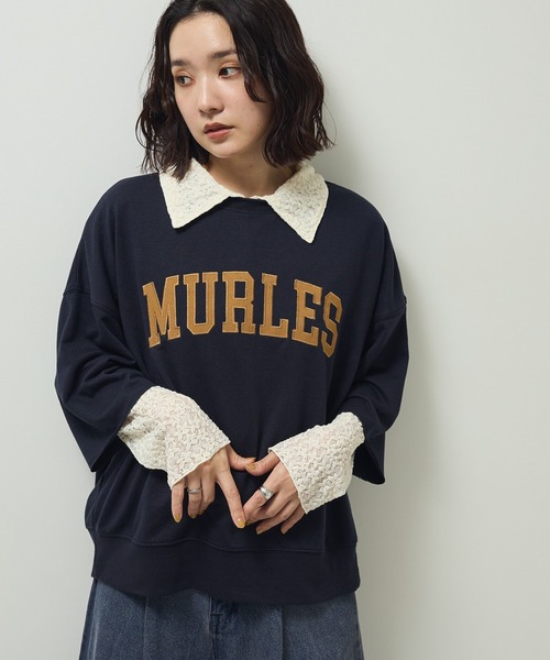 Green Parks(グリーンパークス)の「5分袖刺繍ロゴトレTEE(Tシャツ/カットソー・レディース・ホワイト系その他/オレンジ/アイボリー/ネイビー・FREE)」の1枚目の写真