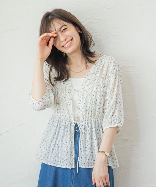 ITS'DEMO（イッツデモ）の「【手洗い可】花柄シャーリング前開きブラウス（シャツ/ブラウス・レディース・ホワイト系3/アイボリー系/ブラック系・00）」の22枚目の写真