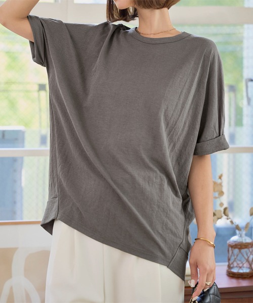 KOBE LETTUCE(コウベレタス)の「接触冷感チュニックTシャツ(Tシャツ/カットソー・レディース・カーキ/ブルー/チャコール・M)」の5枚目の写真