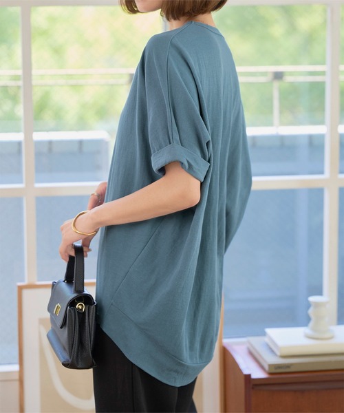 KOBE LETTUCE(コウベレタス)の「接触冷感チュニックTシャツ(Tシャツ/カットソー・レディース・カーキ/ブルー/チャコール・M)」の9枚目の写真