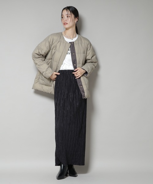 NANO universe(ナノユニバース)の「撥水加工ライトダウン リバーシブルノーカラージャケット(ダウンジャケット/コート・レディース・ブラック/オリーブ/アイボリー・S/M)」の17枚目の写真