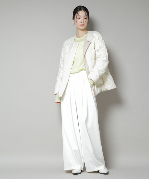 撥水加工ライトダウン リバーシブルノーカラージャケット