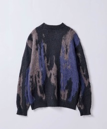 【SLICK/スリック】Shaggy Mohair Abstract Jacquard Knit Pullover Knit/シャギーモヘアアブストラクトジャガードプルオーバー