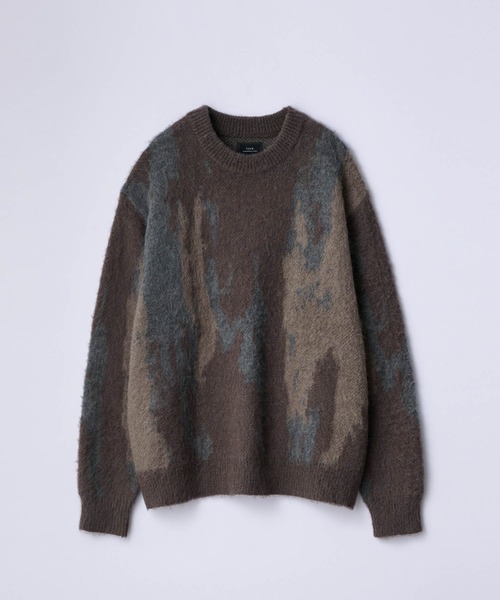 SLICK（スリック）の「【SLICK/スリック】Shaggy Mohair Abstract Jacquard Knit Pullover Knit/シャギーモヘアアブストラクトジャガードプルオーバー（ニット/セーター・メンズ・ブラウン/ネイビー/ブラック・1/2/3）」の2枚目の写真