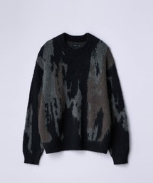 【SLICK/スリック】Shaggy Mohair Abstract Jacquard Knit Pullover Knit/シャギーモヘアアブストラクトジャガードプルオーバー