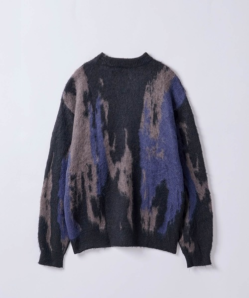 SLICK/スリック】Shaggy Mohair Abstract Jacquard Knit Pullover Knit