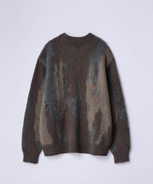 SLICK/スリック】Shaggy Mohair Abstract Jacquard Knit Pullover Knit