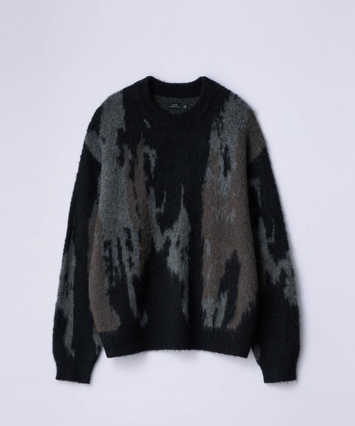 SLICK（スリック）の「【SLICK/スリック】Shaggy Mohair Abstract Jacquard Knit Pullover Knit/シャギーモヘアアブストラクトジャガードプルオーバー（ニット/セーター・メンズ・ブラウン/ネイビー/ブラック・1/2/3）」の4枚目の写真