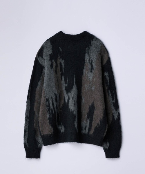 SLICK/スリック】Shaggy Mohair Abstract Jacquard Knit Pullover Knit
