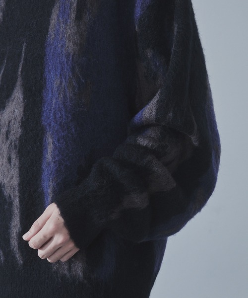 SLICK（スリック）の「【SLICK/スリック】Shaggy Mohair Abstract Jacquard Knit Pullover Knit/シャギーモヘアアブストラクトジャガードプルオーバー（ニット/セーター・メンズ・ブラウン/ネイビー/ブラック・1/2/3）」の15枚目の写真