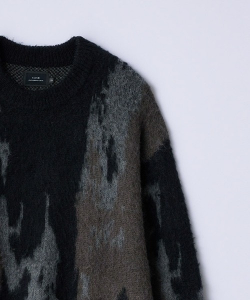 SLICK（スリック）の「【SLICK/スリック】Shaggy Mohair Abstract Jacquard Knit Pullover Knit/シャギーモヘアアブストラクトジャガードプルオーバー（ニット/セーター・メンズ・ブラウン/ネイビー/ブラック・1/2/3）」の22枚目の写真