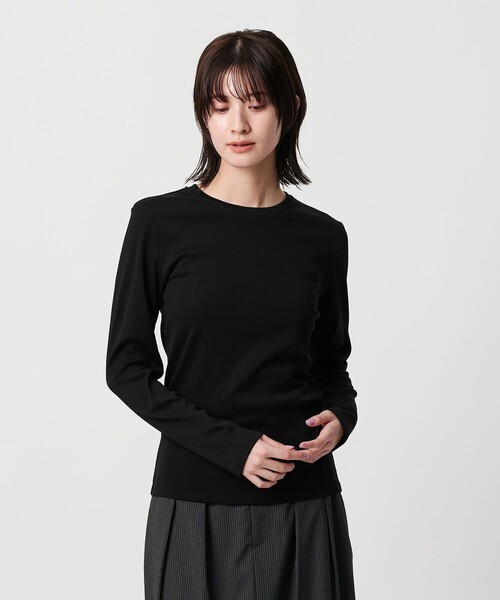 BEAUTY&YOUTH UNITED ARROWS（ビューティーアンドユースユナイテッドアローズ）の「オーガニックコットンフライス ロングスリーブTシャツ（Tシャツ/カットソー・レディース・オフホワイト/ブラック・FREE）」の3枚目の写真