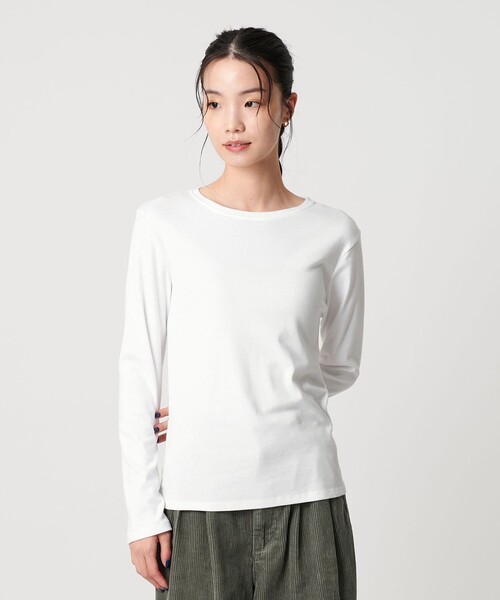 BEAUTY&YOUTH UNITED ARROWS（ビューティーアンドユースユナイテッドアローズ）の「オーガニックコットンフライス ロングスリーブTシャツ（Tシャツ/カットソー・レディース・オフホワイト/ブラック・FREE）」の5枚目の写真