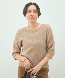 NOLLEY’S Sophi | キラキラフェザー2WAY5分袖プルオーバーニット(カーディガン/ボレロ)