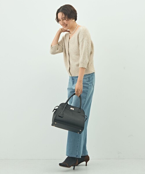 NOLLEY’S Sophi（ノーリーズソフィ）の「キラキラフェザー2WAY5分袖プルオーバーニット（カーディガン/ボレロ・レディース・ゴールド/グレー/キャメル/ピンク・38）」の16枚目の写真