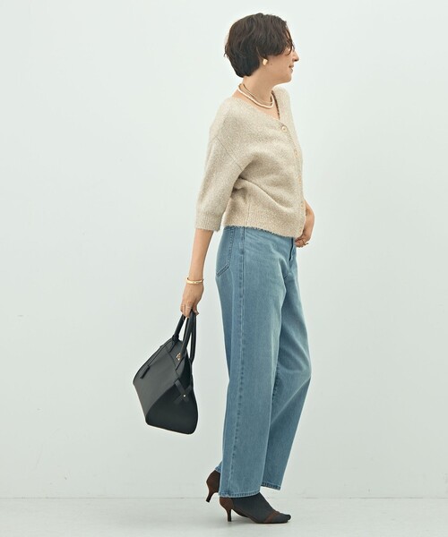 NOLLEY’S Sophi（ノーリーズソフィ）の「キラキラフェザー2WAY5分袖プルオーバーニット（カーディガン/ボレロ・レディース・ゴールド/グレー/キャメル/ピンク・38）」の22枚目の写真