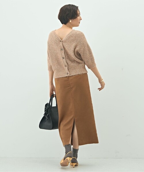 NOLLEY’S Sophi（ノーリーズソフィ）の「キラキラフェザー2WAY5分袖プルオーバーニット（カーディガン/ボレロ・レディース・ゴールド/グレー/キャメル/ピンク・38）」の8枚目の写真