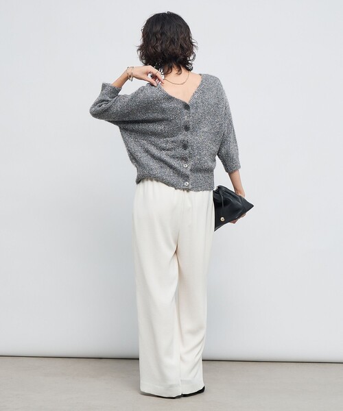 NOLLEY’S Sophi（ノーリーズソフィ）の「キラキラフェザー2WAY5分袖プルオーバーニット（カーディガン/ボレロ・レディース・ゴールド/グレー/キャメル/ピンク・38）」の10枚目の写真