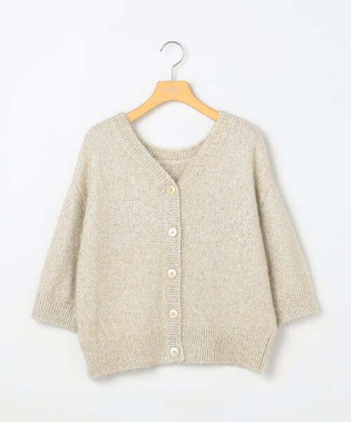 NOLLEY’S Sophi（ノーリーズソフィ）の「キラキラフェザー2WAY5分袖プルオーバーニット（カーディガン/ボレロ・レディース・ゴールド/グレー/キャメル/ピンク・38）」の12枚目の写真