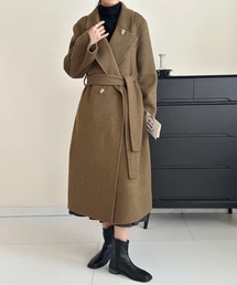 kolor 　ブラウン　ロングコート　ジャケット　ダブルボタン　ノーカラー ダブルラペルカラー ロングコート – MODE-apparare