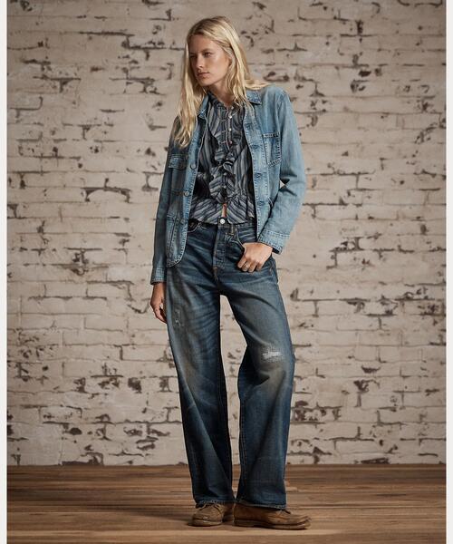 RRL（ダブル アール エル）の「フリルトリム ストライプド コットン